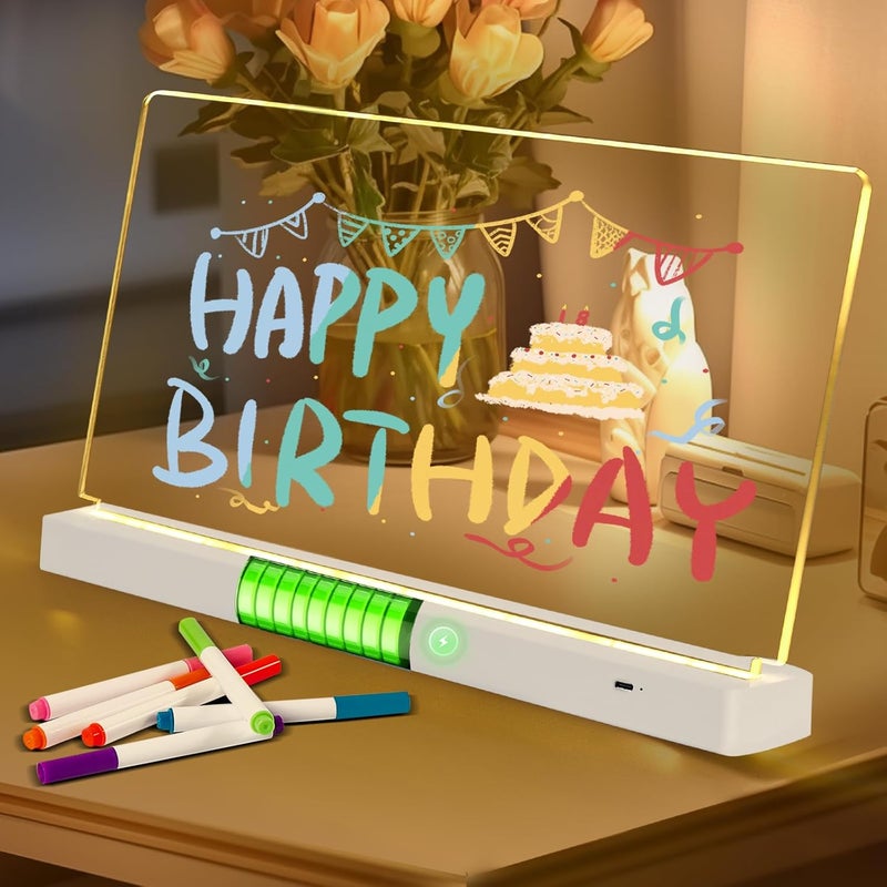BYTLK Clear Dry Erase Board, Rechargeable LED Acrylic Message Board, Acrylic Illuminated Dry Erase Board, Can be Used as Night Light for bar/Shop/Office/Holiday/Gifts (Horizontal13.7 * 8.2inch) - Image 1